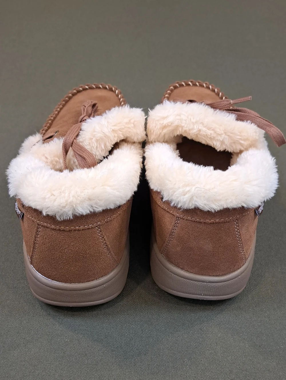 Orthofeet Tuscany Moccasin Slippers - Color: Brown - Size: Men 10.5 Wide (2E)